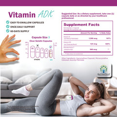 ADK Vitamin Supplement w/ Vitamins A, D3, K2 as MK7 for Bone Heart Immune Health