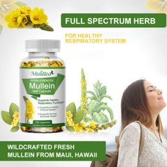 120 Mullein Leaf Capsules for Lung Cleansing&Detox Herbal Dietary Supplement