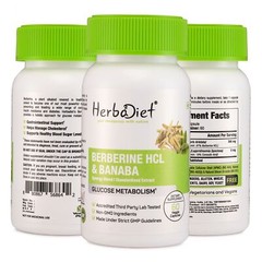 Berberine HCL with Banaba Leaf Capsules for Blood Sugar Control, 60 Count