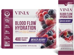 VINIA Resveratrol Electrolyte Hydration Powder Mix Mixed Berry Blood Flow