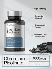 Horbäach Chromium Picolinate 1000Mcg, 240 Tablets, Vegetarian Non-Gmo Supplement