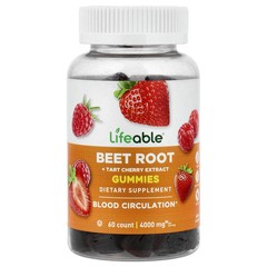 2 X Lifeable, Beet Root + Tart Cherry Extract Gummies, Berry, 60 Gummies