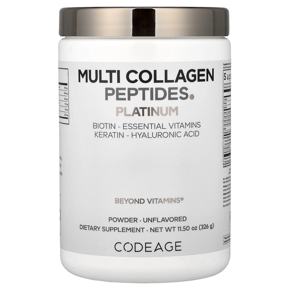 2 X Codeage, Multi Collagen Peptides Powder, Platinum, Unflavored, 11.5 oz (326
