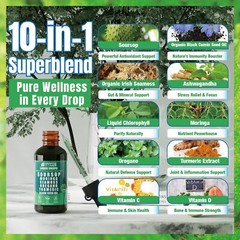 Soursop Graviola Liquid Drops Supplement with Sea Moss Moringa Turmeric Black