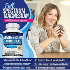 Magnesium complex supplement: 1000mg of 8-element magnesium, 90 capsules