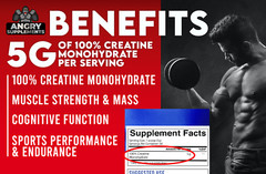 Angry Supplements Creatine Monohydrate 100% Premium Grow Repair 300g 60 Servings