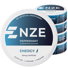 NZE Caffeine Nootropic Pouches Peppermint Energy Focus Nicotine Free 5Pk