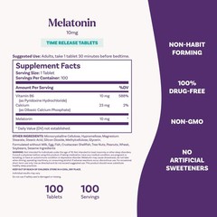 Natrol Melatonin 10mg Time Release Tablets, 100 Count (Pack of 1), No Color