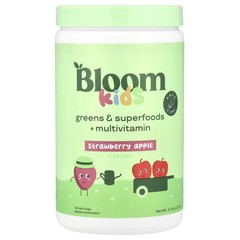 2 X Bloom, Kids, Greens & Superfoods + Multivitamin, Strawberry Apple, 4.76 oz (