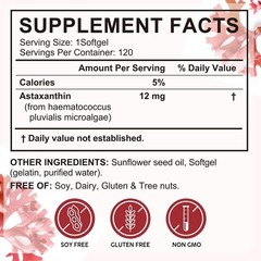 Astaxanthin 12mg Softgels – 4- Antioxidant Support for Eyes, Skin, Joints & H…