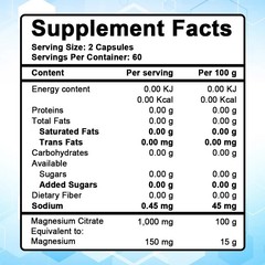 Magnesium Supplement Balance Calcium Absorption Healthy Skeletal System 120 Caps
