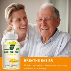 Mullein Leaf Capsules For Lung Cleansing & Detox Herbal 1500mg 60/120/240Caps