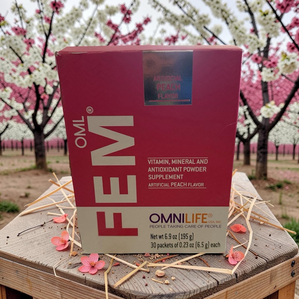 Omnilife FEM Vitamin Mineral Antioxidant Powder Sachets Artificial Peach 30 Pack