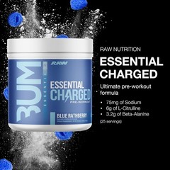RAW Pre-Workout Powder, Essential CHARGED (Blue Rathberry) – Preworkout Suppleme