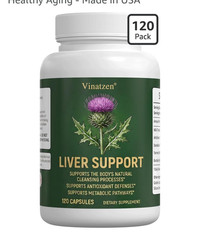 Vinatzen Liver Support Supplement Milk Thistle 120 Capsules 250mg Gluten-Free