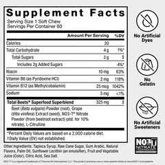 Force Factor Total Beets Soft Chews 60 Count (Pack of 1), White (Packaging)
