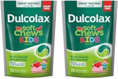 Dulcolax Soft Chews Laxative for Kids Watermelon Stimulant 15 ct(pack of 2)