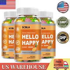 3PACK Hello Happy Gummies – Remain Optimistic of Mood – with Vitamin D & Saffron