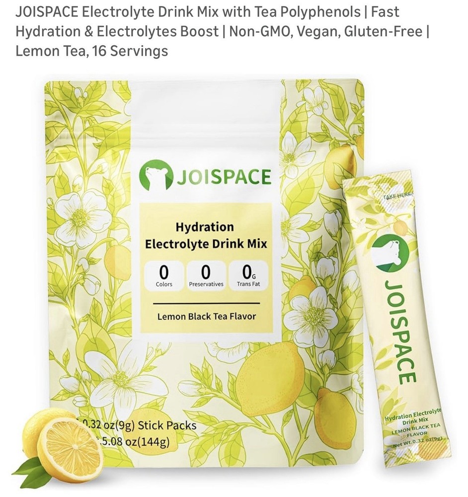 Joispace Hydration Electrolyte Drink Mix Lemon Black Tea. EXP :October 20-2026
