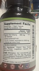 USDA Organic Tart Cherry 10:1 Extract, 120 Vegan Capsules, 3000 mg Strength