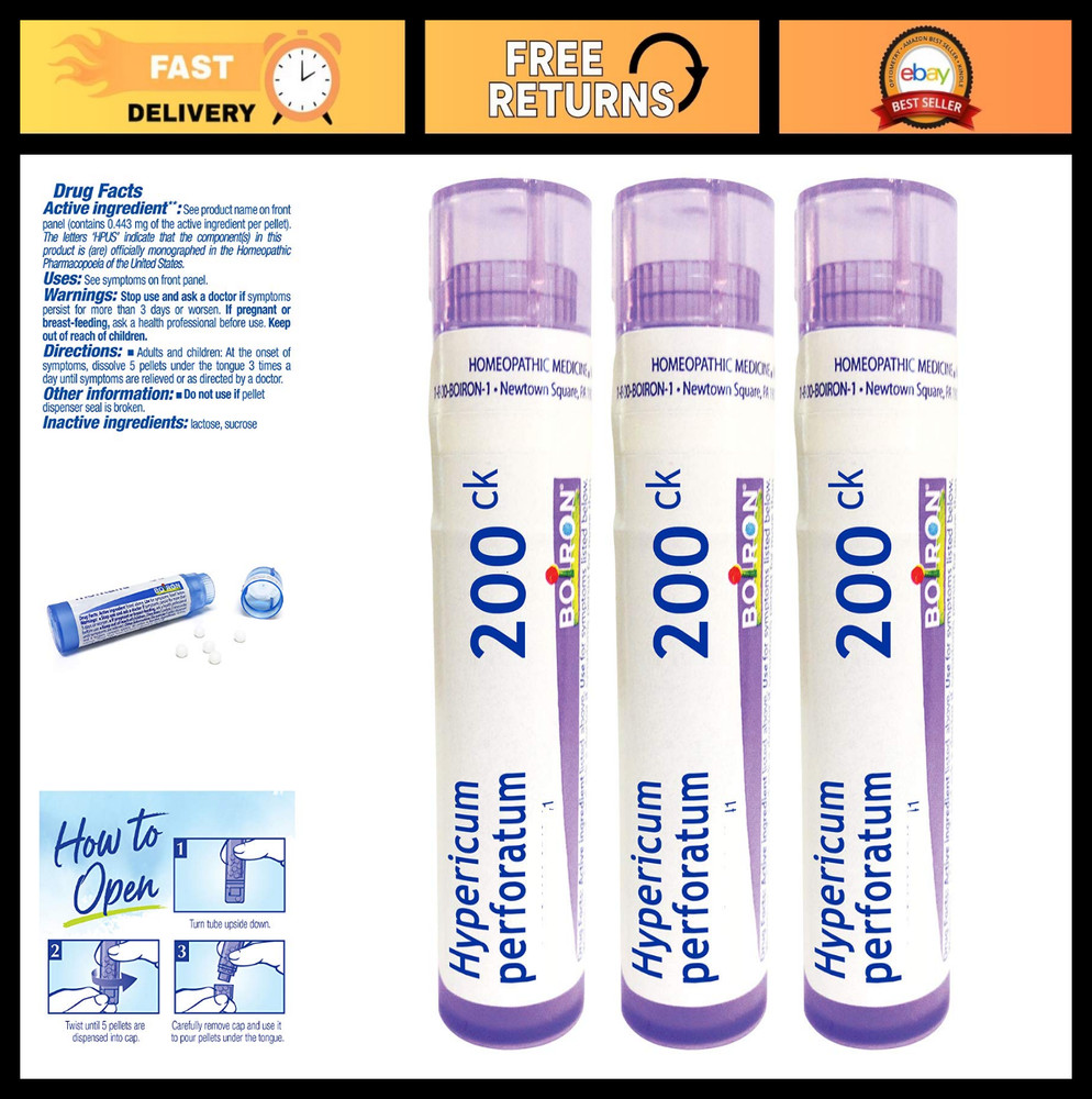 Homeopathic Nerve Pain Relief – Hypericum Perforatum 200Ck, 3 Packs (240 Pellets