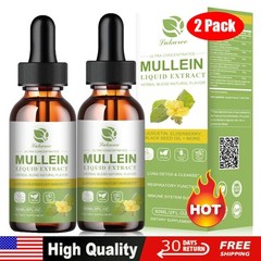 60ML Mullein Leaf Extract Natural Drops Healthy Lung Cleanse Respiratory 2 Pack