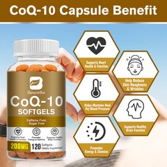 CoQ-10 CoEnzyme Q-10 200mg Support Heart Health,High Potency 120 Capsules