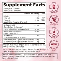 Antarctic Astaxanthin 60 Softgels Vitamin E, with Astaxanthin and Phospholipids