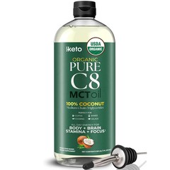 Keppi Keto Organic MCT Oil – Flavorless C8, Non-GMO, 16 Fl Oz (Pack of 1), C8