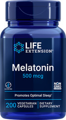 5 PACK Life Extension Melatonin 500 mcg Optimal Sleep Support 200 Veg Capsules