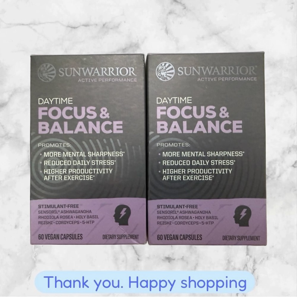 FOR 2 Sunwarrior – Active Focus and Balance 60 Vegan Capsules Each NEW SHIPPING