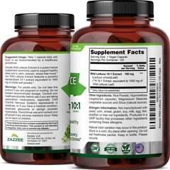 Wild Lettuce Extract 500 mg 120 Veggie Capsules Lactuca Virosa Pain Relief 4:1