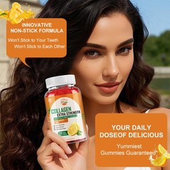 Hydrolyzed Collagen Gummies with Vitamin C, Zinc & Biotin for Skin Support, 60