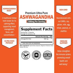 Ashwagandha Supplements – Extra Strength 120 Count (Pack of 1)