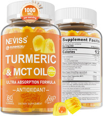 Turmeric Gummies 1000Mg (Made in USA) W/Mct Oil C8 C10, Organic Antioxidant, Tur