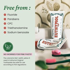 EUTHYMOL Original Toothpaste (3.7fl oz*5, Pack of 5) – Fluoride-Free Toothpas…