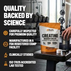 Micronized Creatine Monohydrate Powder 500g 1.1 lbs, 100 Servings Bulk Creatine
