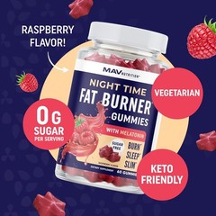 Night Time Fat Burner Gummies Melatonin Sleep Aid Vegan Weight Loss Support