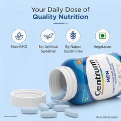 Centrum Men Multivitamin Tablets 50 Count With 23 Vital Nutrients for Men