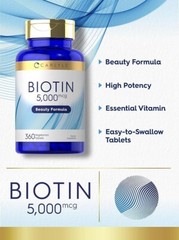 Biotin 5000mcg | 360 Vegetarian Tablets | Beauty Formula Supplement, USA