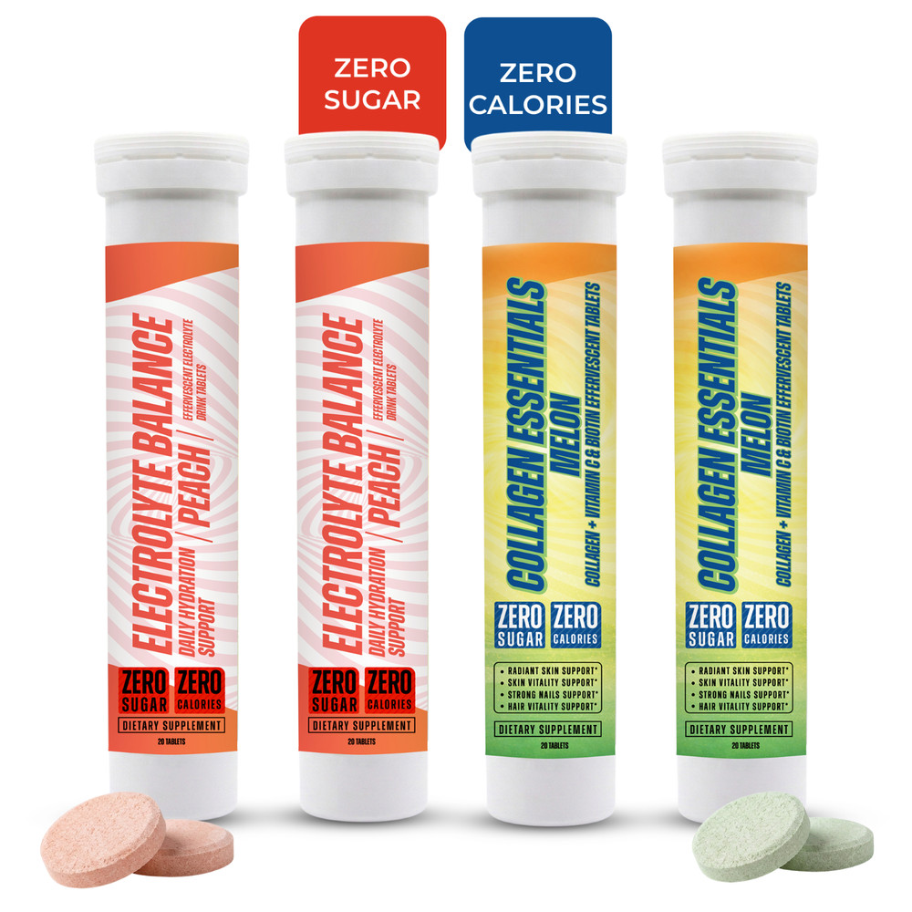 Electrolyte & Collagen Effervescent Tablets Combo 80 Servings Hydration Skin
