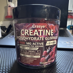 Crasye Creatine Monohydrate Gummies 5000mg Blueberry Raspberry 120 Vegan