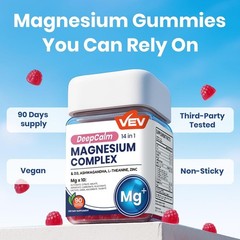 VEV 14-in-1 Magnesium Complex Gummies –L-Theanine,Cortisol Supplements for Wome