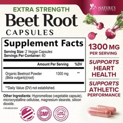 Organic Beet Root – 1300mg per Serving – Extra Strength 120 Count (Pack of 1)