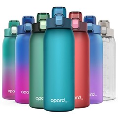 Opard 30oz Plastic Water Bottle Dishwasher Safe, 30.4 Ounces, Peacock Blue