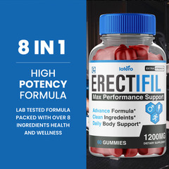 (2 Pack) Erectifil Male Gummies, Advanced Men Performance Support (120 ct)