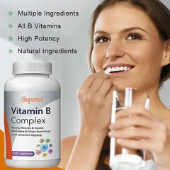 Vitamin B Complex 120pcs,Promotes Brain & Nervous Health,Improves Mental Clarity