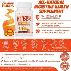 Orange Burps D-Limonene Supplement – Orange Peel Extract – 1 Pack, 40 Softgels
