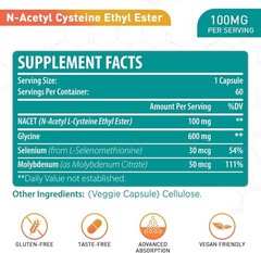 Lipmaxmall N-Acetyl Cysteine Ethyl Ester 100mg-More 60 Count Exp. 1/27