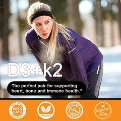 Vitamin D3 + K2 120pcs – Bone Dental and Cardiovascular Health, Enhance Immunity